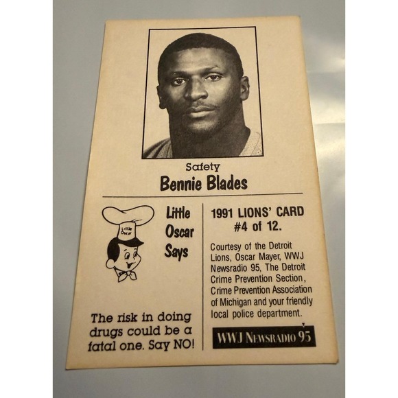 1991 Oscar Mayer Detroit Lions Football Cards Chris Spielman Barry Sanders - Picture 16 of 16